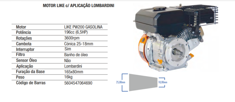 Motor like c/aplicação Lombardini